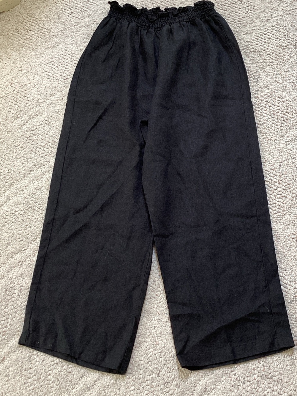 House of Harlow 1960 Black ruffled waist wide-leg pants Bohemian Coastal chic L